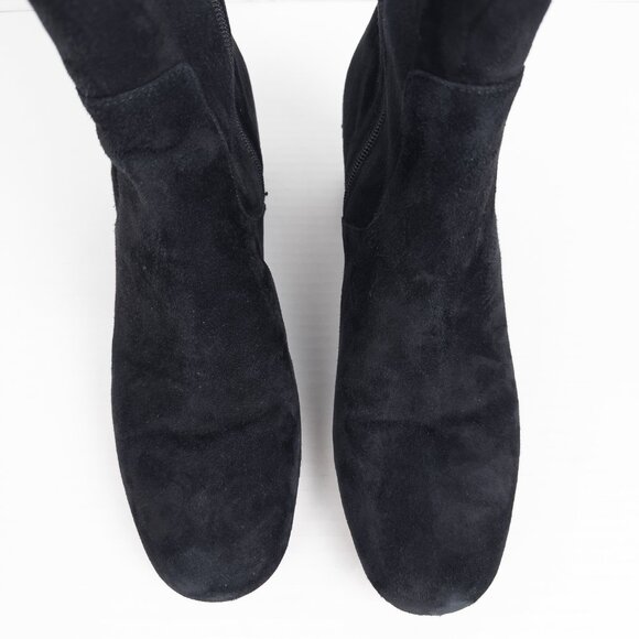 Sam Edelman Elina Over The Knee Boots Womens 8M Black Suede 2" Heel Round Toe - Picture 7 of 16